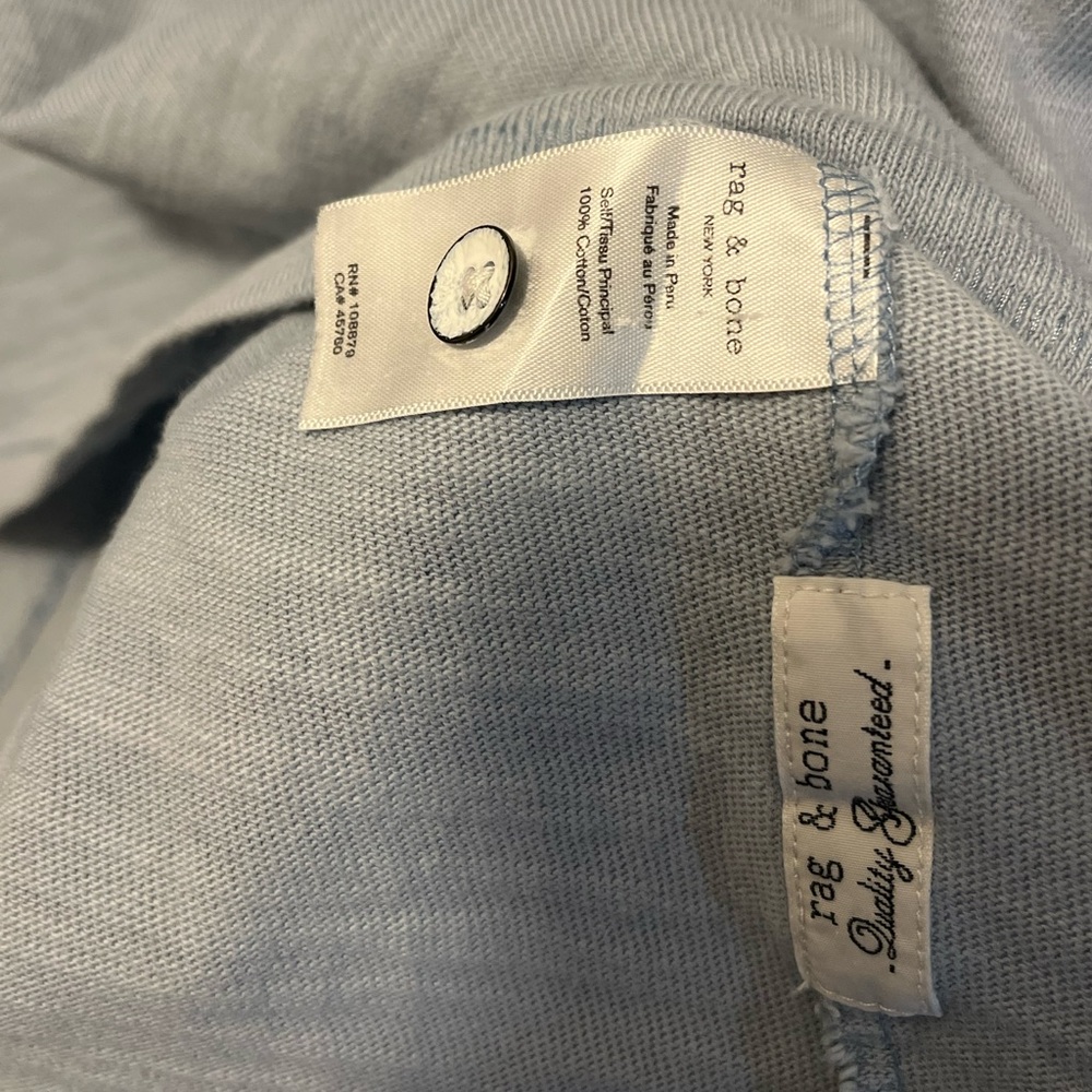 Rag & Bone Short Sleeve Polo Light Blue Cotton Men's Size Large - Picture 6 of 7